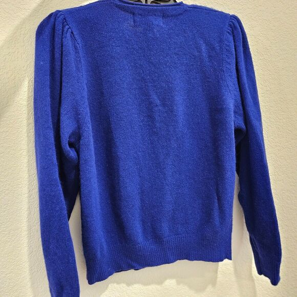 Vintage Petite Sophisticate Blue Purple  Cardigan 70% Wool 20% Angora Woman Sz M - Picture 4 of 6